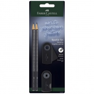 Faber-Castell: GRIP Sparkle set od 4 crne grafitne olovke s gumicom i šiljilom