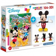 Disney: Mickey Mouse puzzle 104kom + 3D Mickey - Clementoni