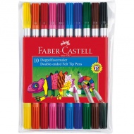 Flomasteri u boji, dvostrani, perivi, set 10 kom - Faber-Castell