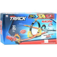 Power Track Set trkaćih staza od 37 dijelova s ​​petljom i 2 auta na povlačenje 1/64