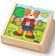 Psić koji se može odijevati drvene puzzle 18kom - Woodyland